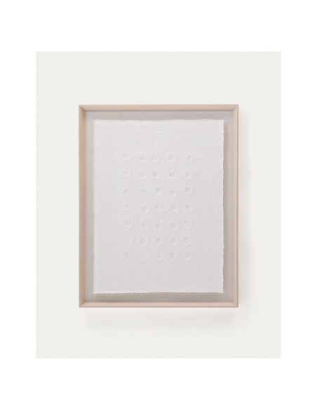 Cuadro abstracto Olvin de papel reciclado blanco con relieves hechos a mano 94 x 74 cm - Kave Home