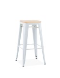 Taburete Tolix 76 cm asiento madera, blanco