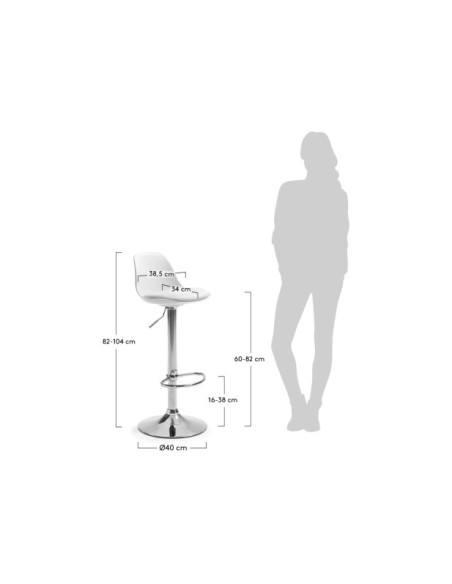Taburete Orlando-T blanco de acero altura 60-82 cm - Kave Home