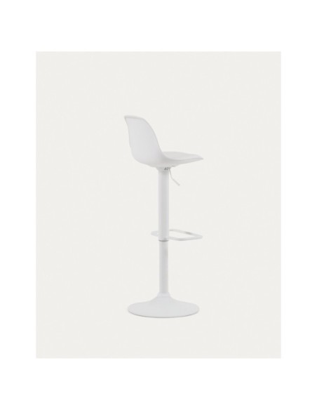 Taburete Orlando - T de poliuretano blanco y acero blanco mate 60-82 cm - Kave Home
