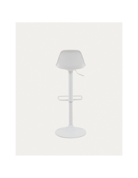 Taburete Orlando - T de poliuretano blanco y acero blanco mate 60-82 cm - Kave Home