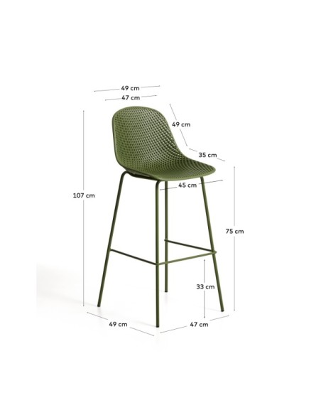 Taburete exterior Quinby verde 75 cm - Kave Home
