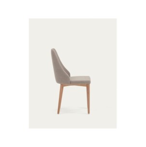 Silla Rosie de chenilla marrón y patas de madera maciza... 2