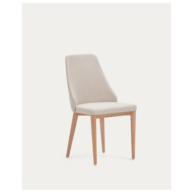 Silla Rosie de chenilla beige y patas...