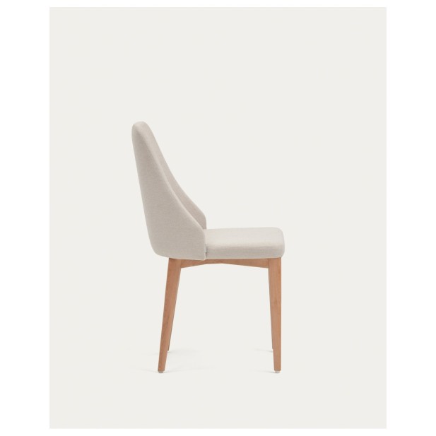 Silla Rosie de chenilla beige y patas...