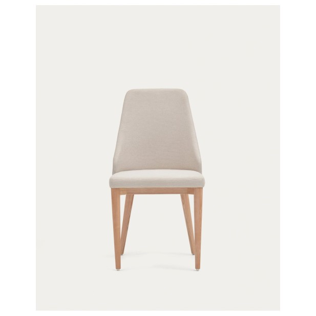 Silla Rosie de chenilla beige y patas...