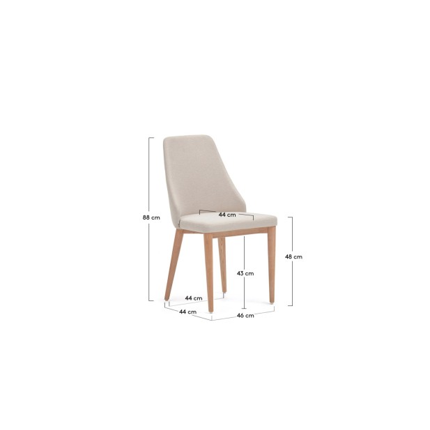 Silla Rosie de chenilla beige y patas...