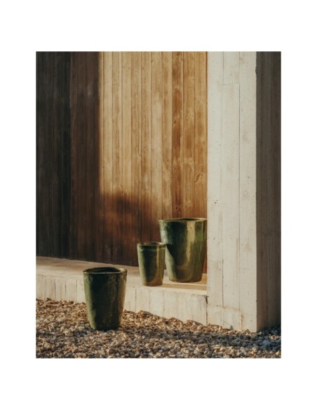 Set Rotja de 3 maceteros de terracota con acabado verde glaseado Ø 26 / 35 / 47 cm - Kave Home