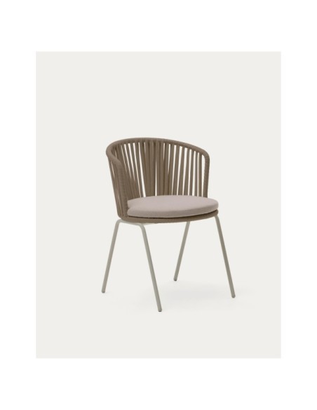 Silla exterior Saconca de cuerda y acero galvanizado beige - Kave Home