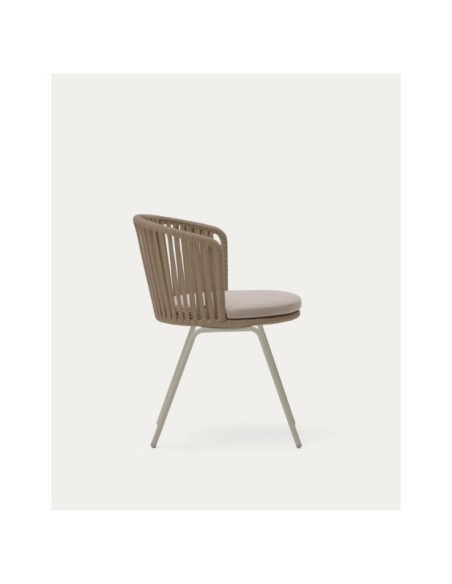 Silla exterior Saconca de cuerda y acero galvanizado beige - Kave Home