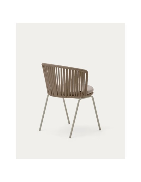 Silla exterior Saconca de cuerda y acero galvanizado beige - Kave Home