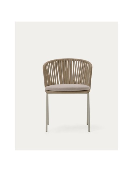 Silla exterior Saconca de cuerda y acero galvanizado beige - Kave Home
