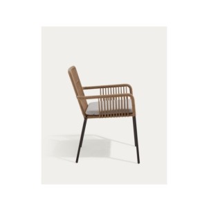 Silla apilable Samanta de cuerda beige y patas de acero... 2