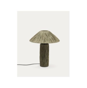 Lámpara de mesa Samse de rafia verde - Kave Home