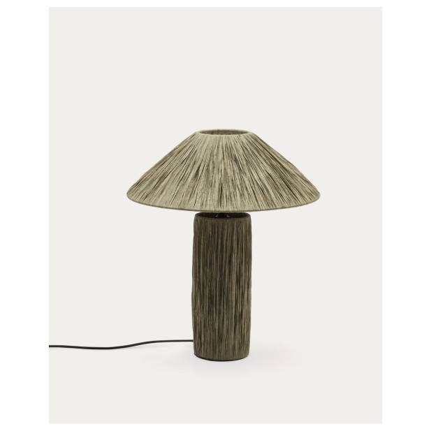 Lámpara de mesa Samse de rafia verde...
