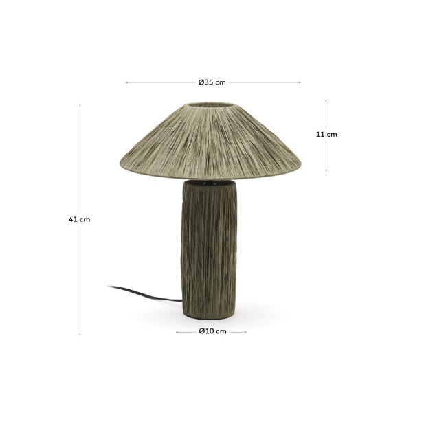 Lámpara de mesa Samse de rafia verde...