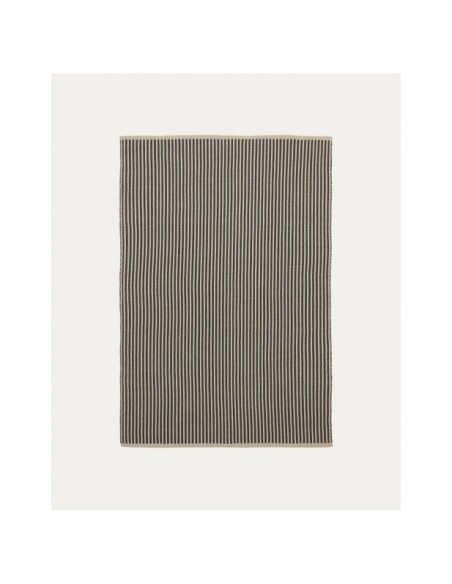 Alfombra Satanca de fibras sintéticas con rayas beige y negro 160 x 230 cm - Kave Home