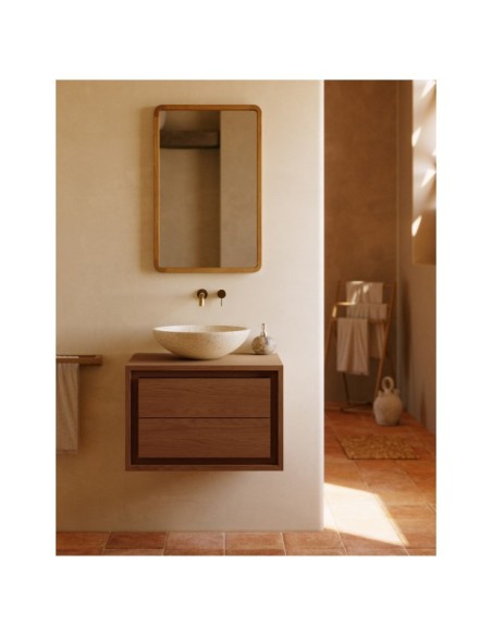 Espejo Shamel de madera maciza de teca 45 x 70 cm - Kave Home