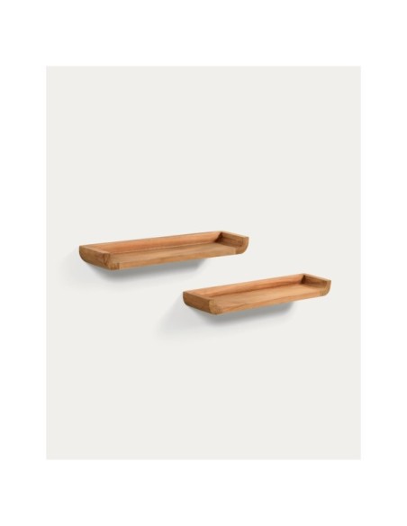 Set Shamel de 2 estantes de madera maciza de teca 50 x 5 cm - Kave Home