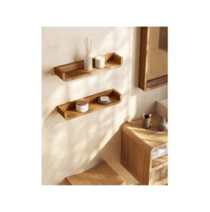 Set Shamel de 2 estantes de madera maciza de teca 50 x 5... 2