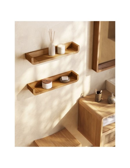 Set Shamel de 2 estantes de madera maciza de teca 50 x 5 cm - Kave Home