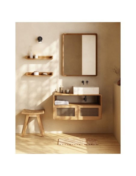 Set Shamel de 2 estantes de madera maciza de teca 50 x 5 cm - Kave Home