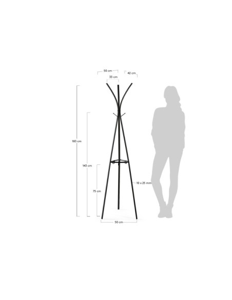 Perchero Stearn acero negro 183 cm - Kave Home