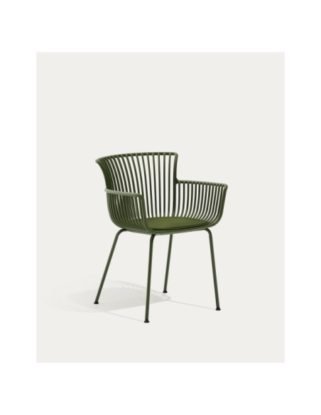 Silla de exterior Surpika con patas de acero verde - Kave Home