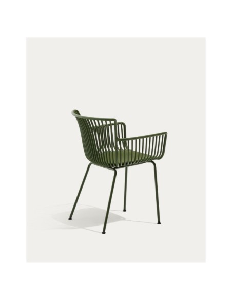 Silla de exterior Surpika con patas de acero verde - Kave Home