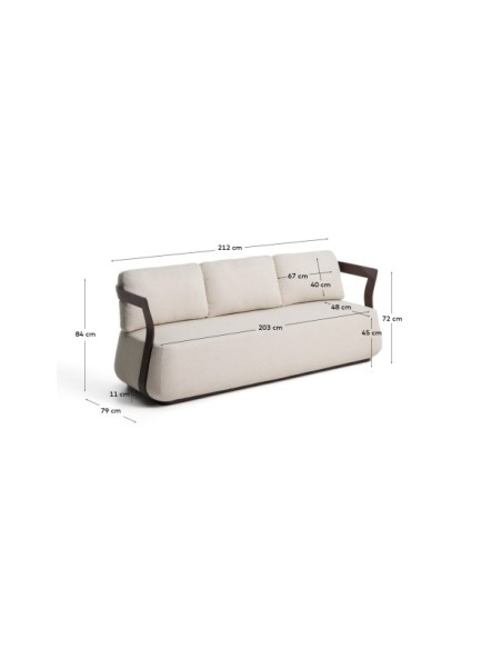 Sofá Tamaris 3 plazas de aluminio marrón 217 cm - Kave Home
