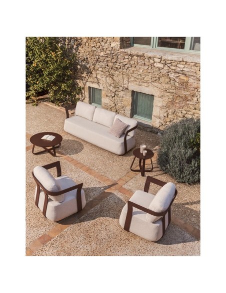 Sofá Tamaris 3 plazas de aluminio marrón 217 cm - Kave Home