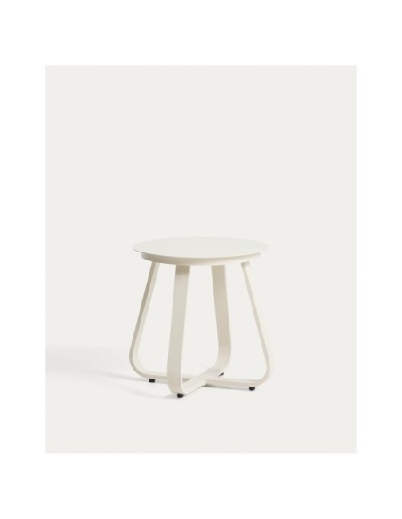 Mesa auxiliar de exterior Tamaris de aluminio color crudo Ø48 cm - Kave Home
