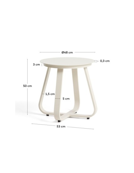 Mesa auxiliar de exterior Tamaris de aluminio color crudo Ø48 cm - Kave Home