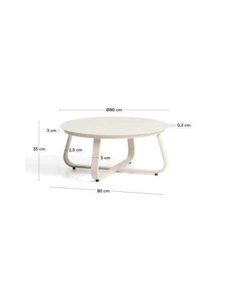 Mesa de centro de exterior Tamaris de aluminio color crudo Ø80 cm - Kave Home