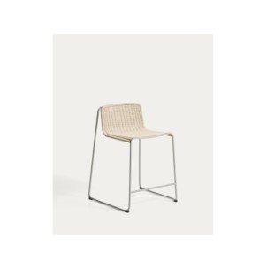 Taburete apilable Tavari de cuerda sintética beige y...