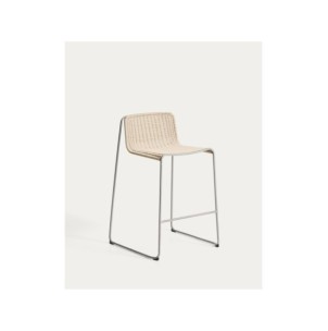 Taburete apilable Tavari de cuerda sintética beige y...