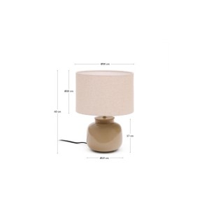 Lámpara de mesa Tay de cerámica verde y lino beige - Kave... 2