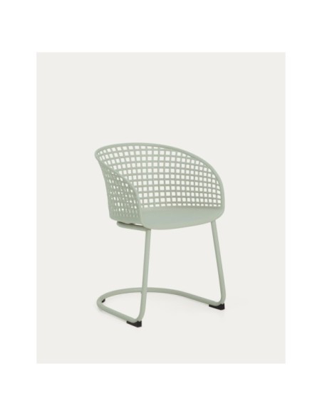 Silla de exterior Tenaro de plástico con estructura de acero verde - Kave Home