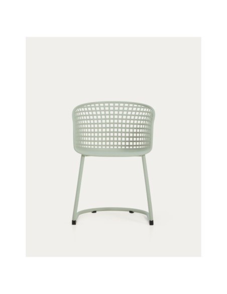 Silla de exterior Tenaro de plástico con estructura de acero verde - Kave Home