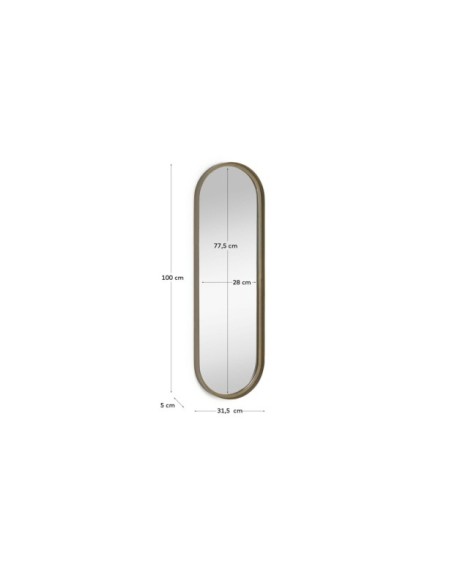 Espejo de pared Tiare metal dorado 31 x 101 cm - Kave Home