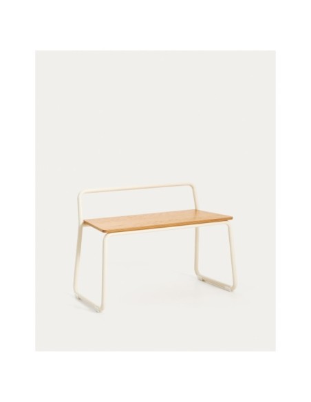 Banco Tinn de chapa de fresno y estructura de metal beige 75 cm - Kave Home
