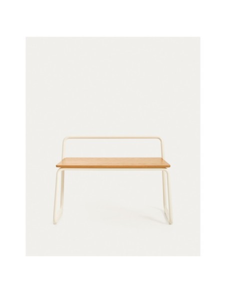 Banco Tinn de chapa de fresno y estructura de metal beige 75 cm - Kave Home