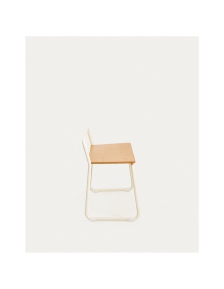 Banco Tinn de chapa de fresno y estructura de metal beige 75 cm - Kave Home