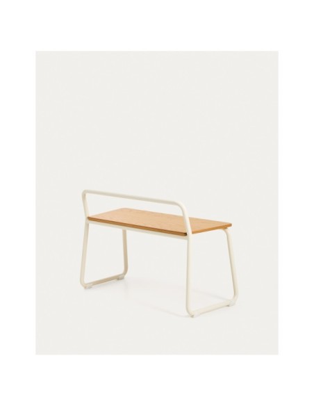 Banco Tinn de chapa de fresno y estructura de metal beige 75 cm - Kave Home