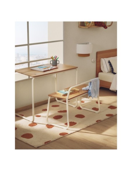 Banco Tinn de chapa de fresno y estructura de metal beige 75 cm - Kave Home