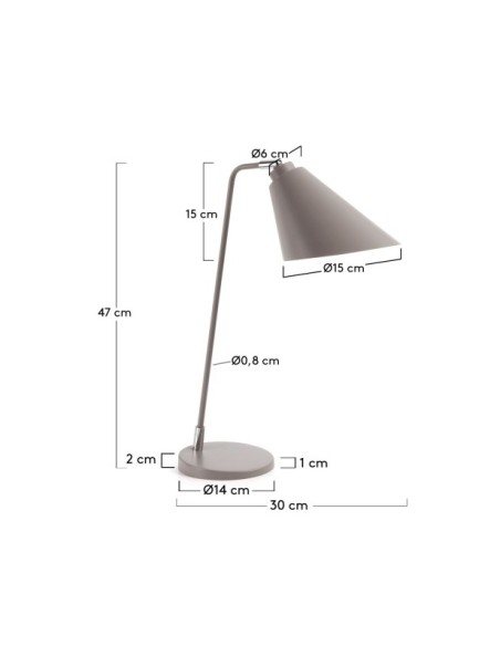 Lámpara de mesa Tipir de acero con acabado gris - Kave Home