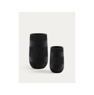 Set Tival de 2 maceteros de efecto cemento negro Ø 45 cm...