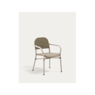 Silla apilable Tuccia de aluminio y ratán sintético verde...