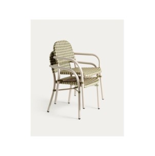 Silla apilable Tuccia de aluminio y ratán sintético verde... 2