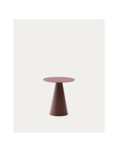 Mesa auxiliar Wilshire vidrio templado glaseado y acero acabado pintado terracota mate Ø50cm - Kave Home